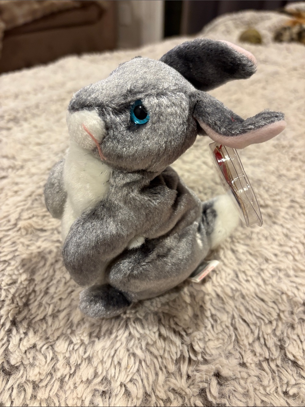 Ty Beanie Baby Hopper Rabbit Kids OS‎ Grey Good 1999 Vintage Plush Bunny 4242